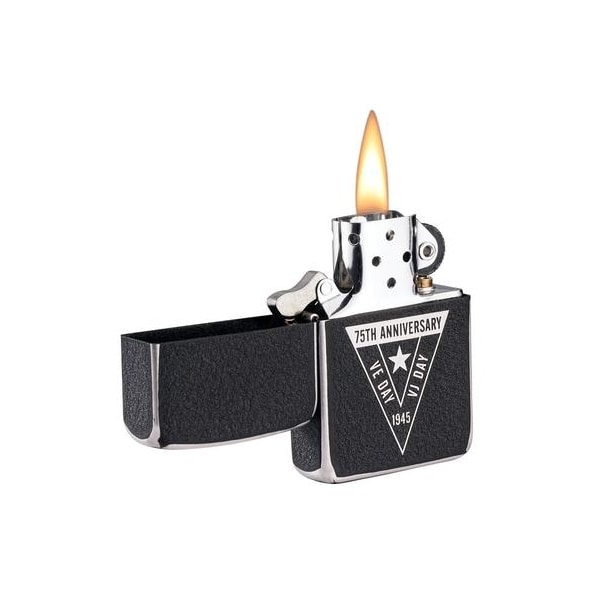 2022 Zippo 75Th Anniversary Of The End Of Wwii 1941 Steel Black Crackle Laser Engrave